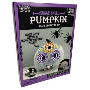 Spooky Nightz Sugar Skull Pumpkin Craft Decorating Paint Kit Glow in the Dark